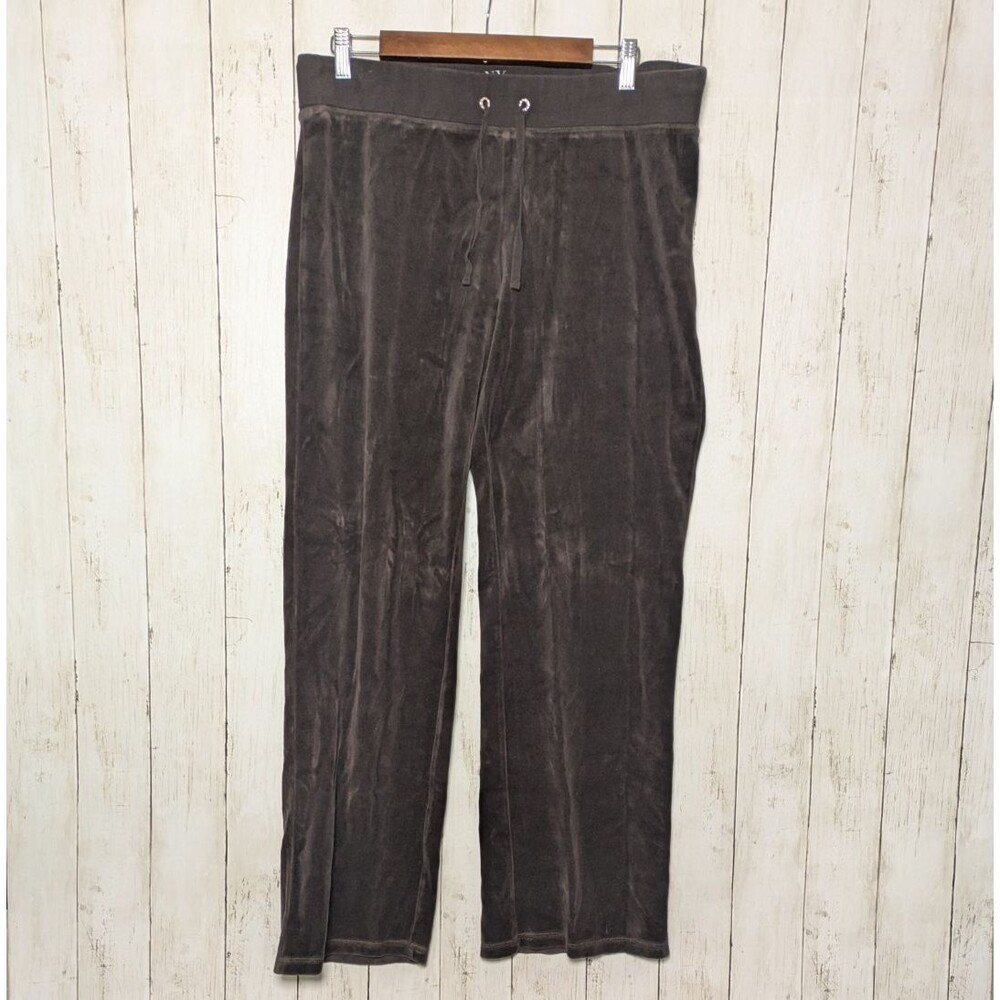 Y2K Brown Velour Lounge Pants Women’s Large Tall 2000s Cozy Soft Balletcore